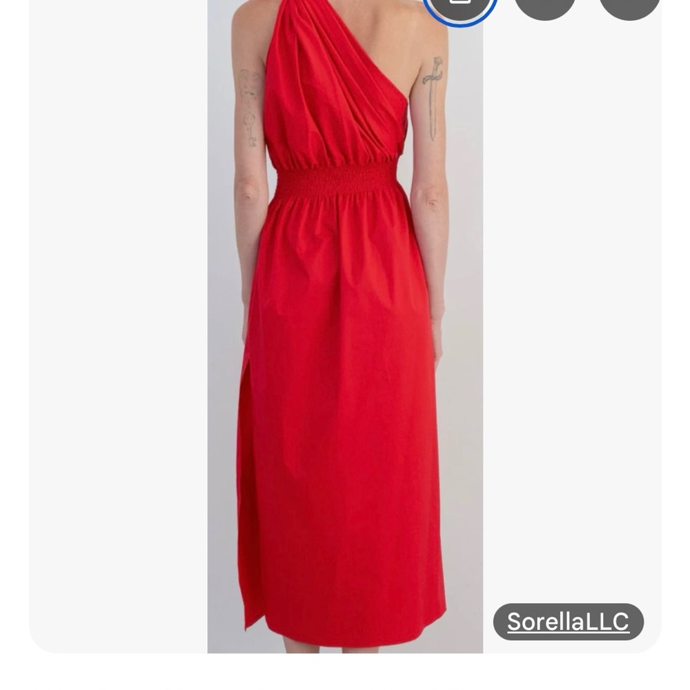 MONICA NERA One-Shoulder Red Dress